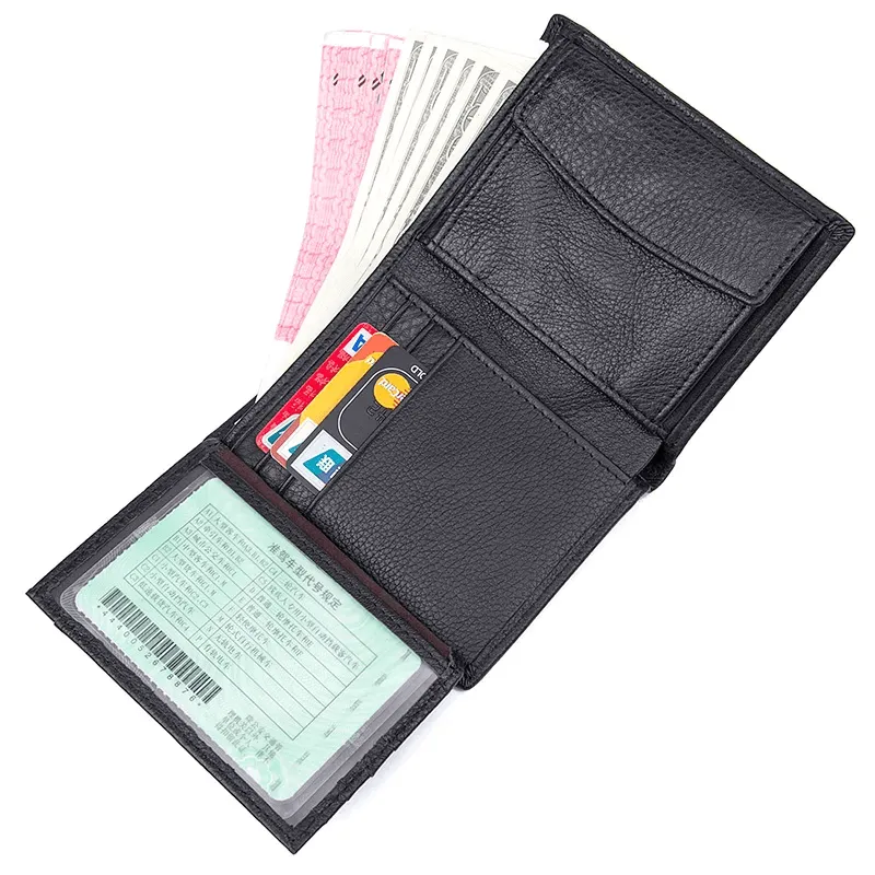 Men's Genuine Leather Vertical Trifold Wallet NZ