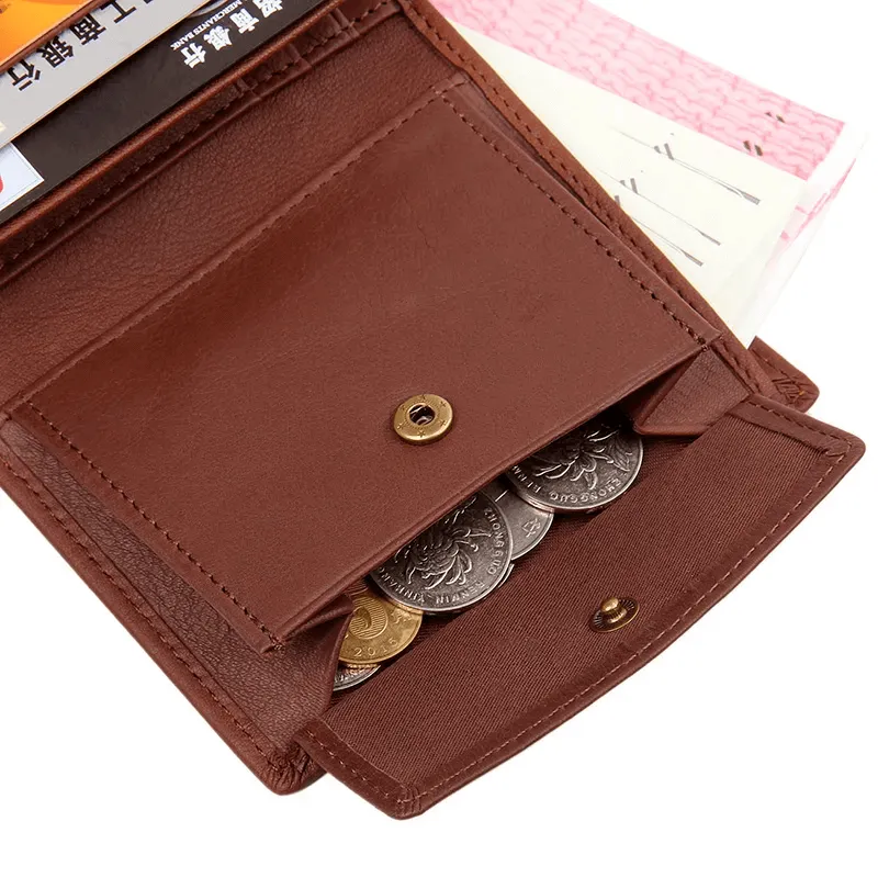 Men's Genuine Leather Vertical Trifold Wallet NZ