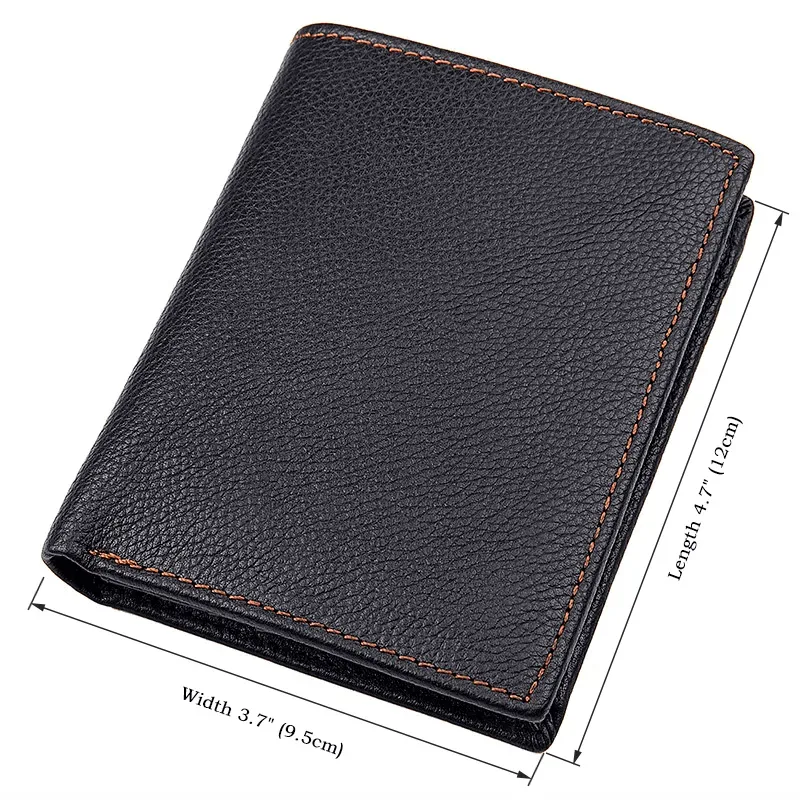 Men's Genuine Leather Vertical Trifold Wallet NZ