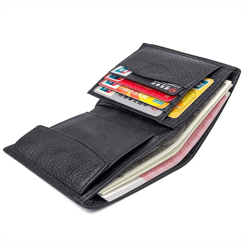 Men's Genuine Leather Vertical Trifold Wallet NZ