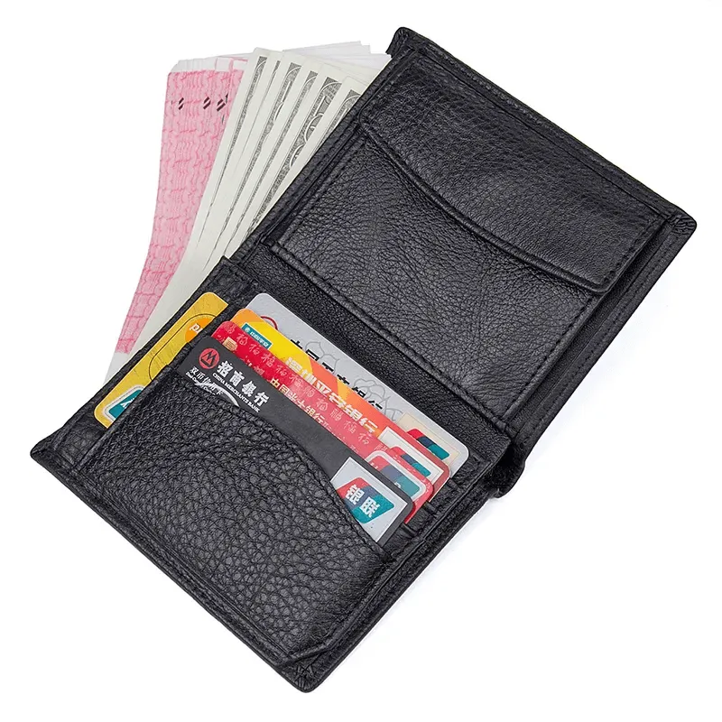 Men's Genuine Leather Vertical Trifold Wallet NZ