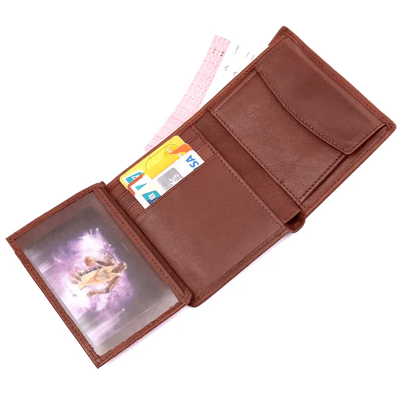 Men's Genuine Leather Vertical Trifold Wallet NZ