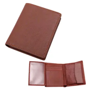 Men's Genuine Leather Vertical Trifold Wallet NZ