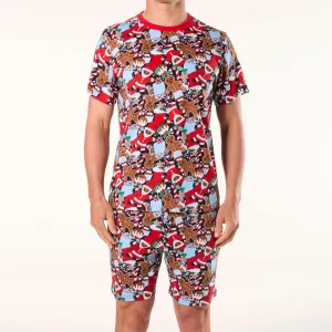 Men's Gingerbread Heaven Cotton Knit Pyjama Set - Red