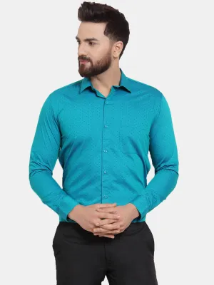 Men's Green Cotton Polka Dots Formal Shirts ( SF 739Green ) - Jainish