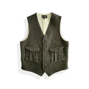 Men's Green Herringbone Tweed Vest