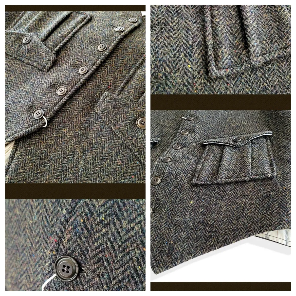 Men's Green Herringbone Tweed Vest