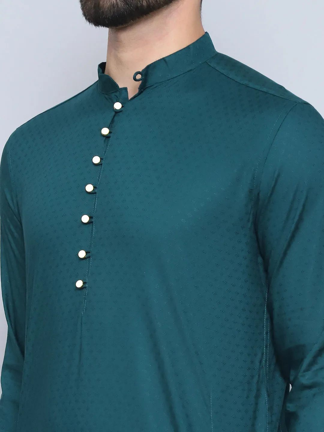 Men's Green Pure Rayon Loop Button Kurta - Even Apparels