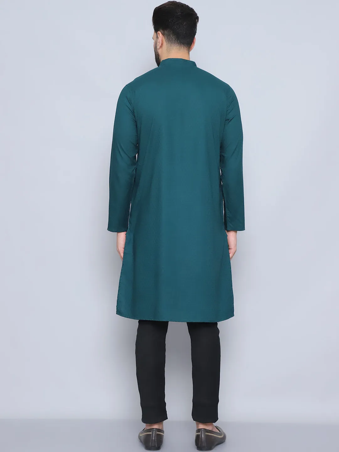 Men's Green Pure Rayon Loop Button Kurta - Even Apparels