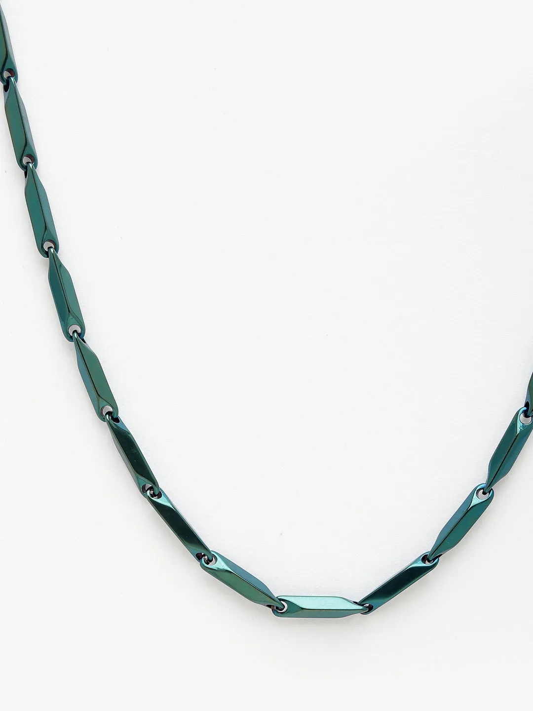 Men's Green Rhodium-Plated Stainless Steel Chain - NVR