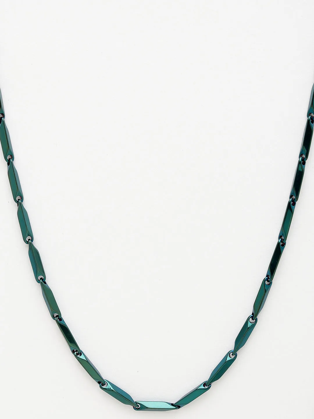 Men's Green Rhodium-Plated Stainless Steel Chain - NVR