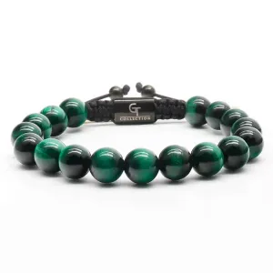 Men's GREEN TIGER EYE Beaded Bracelet