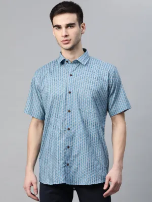 Men's Grey Cotton Half Sleeves Shirt - Taantav