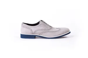 Men's Grey Nubuk & White Accented Brogue Wingtip (EX-117)