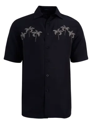 Men's Hawaiian Embroidery Shirt - Palm Trio