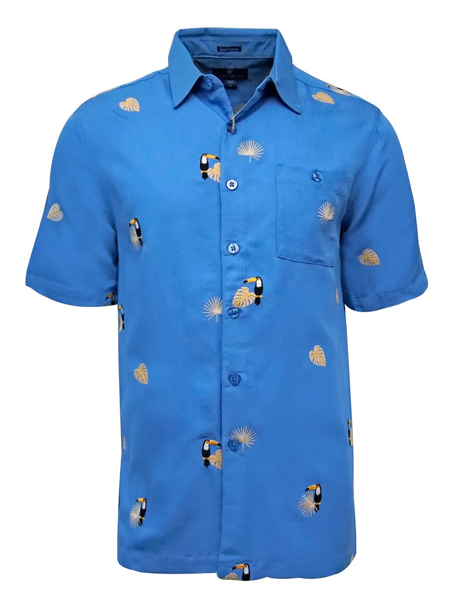 Men's Hawaiian Embroidery Shirt - Toucan Leaf