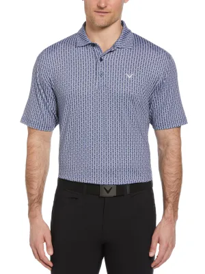 Mens Herringbone Print Polo