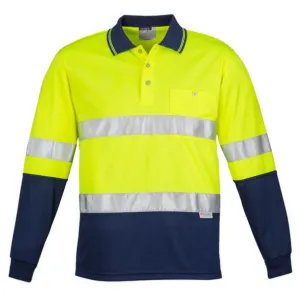 Mens Hi Vis Spliced Polo - Long Sleeve Hoop Taped