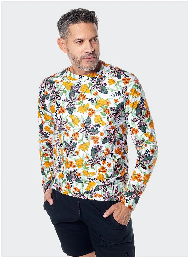 Men's Hightide Long Sleeve Swim Shirt  |  Apricot Crush Floral Paradise