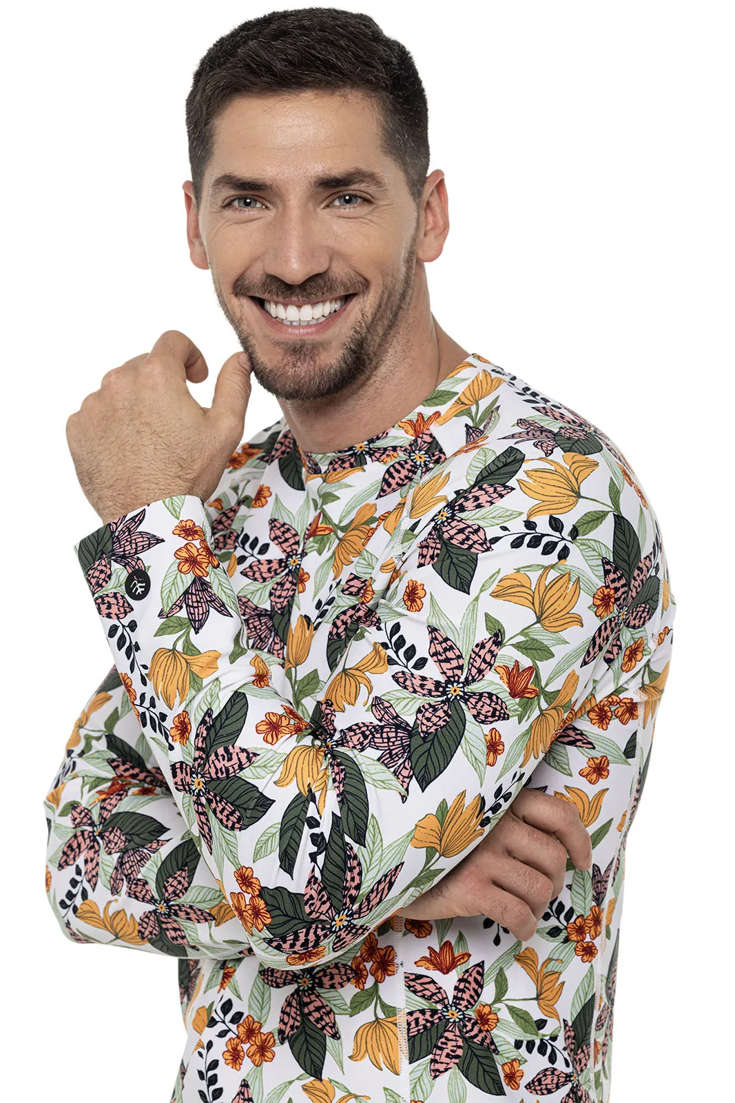 Men's Hightide Long Sleeve Swim Shirt  |  Apricot Crush Floral Paradise