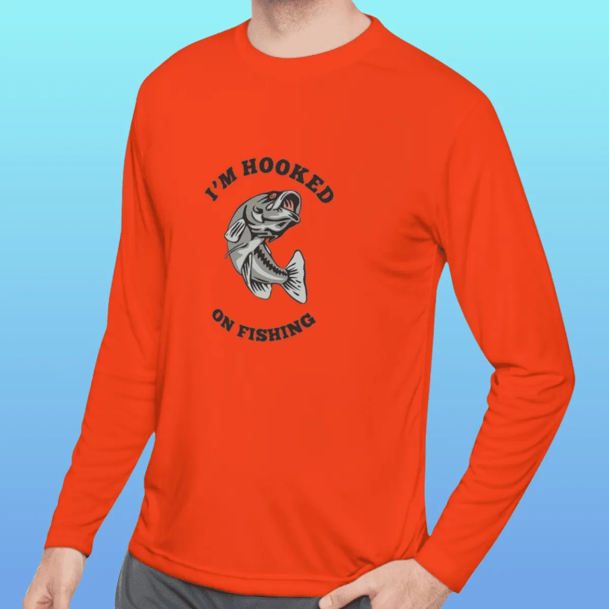 Men's Hooked On Fishing Long Sleeve Moisture-Wicking Tee