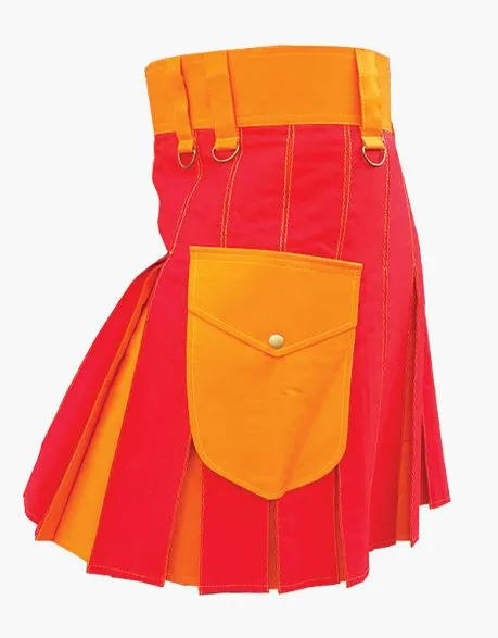 MEN'S HYBRID KILT IN RED AND ORANGE