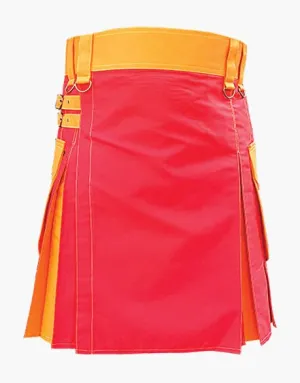 MEN'S HYBRID KILT IN RED AND ORANGE