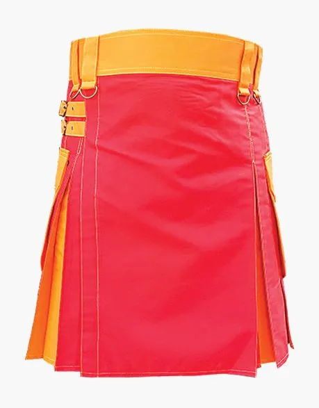 MEN'S HYBRID KILT IN RED AND ORANGE