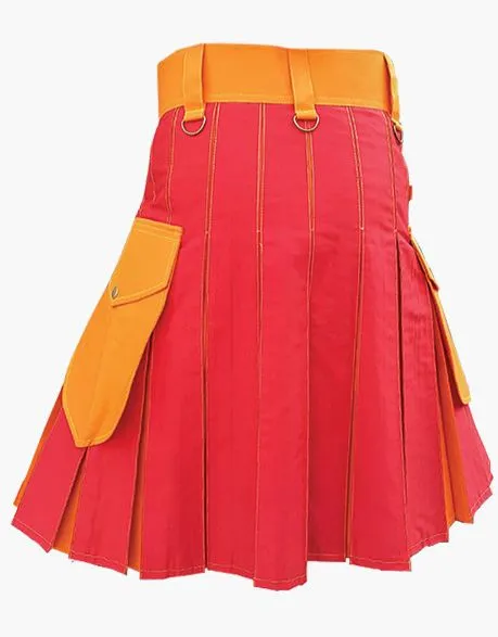 MEN'S HYBRID KILT IN RED AND ORANGE