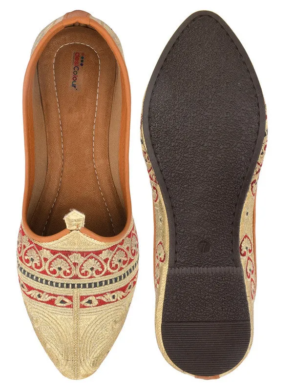 Men's Indian Ethnic Party Wear Embroidered Multicolour Footwear - Desi Colour