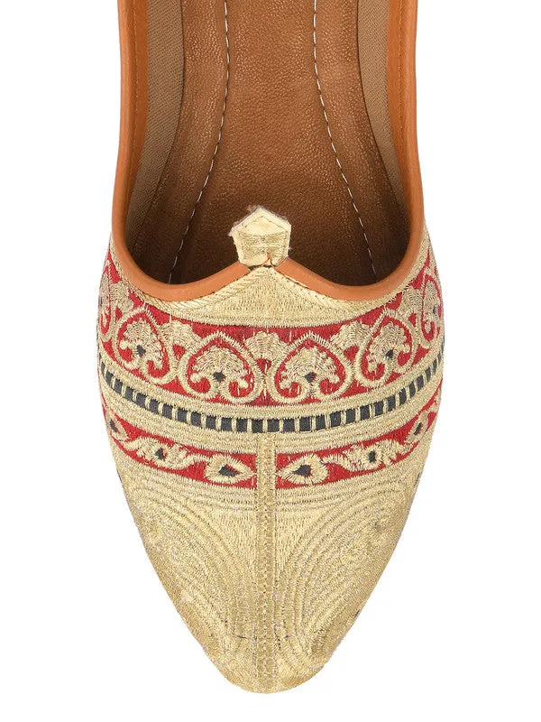 Men's Indian Ethnic Party Wear Embroidered Multicolour Footwear - Desi Colour