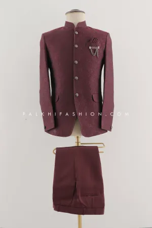 Men's Jodhpuri Suit in Maroon Color | Traditional Indian Jodhpuri Suit