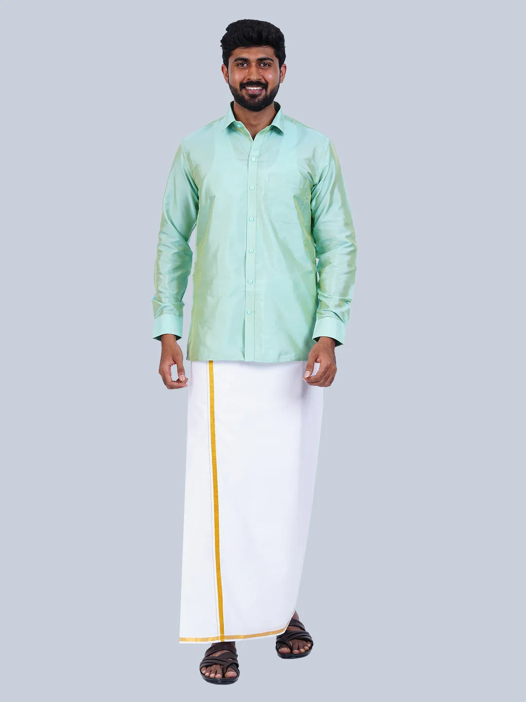 Men's Karishma Fullhand Shirt Only Emerald Green  - Thangamagan