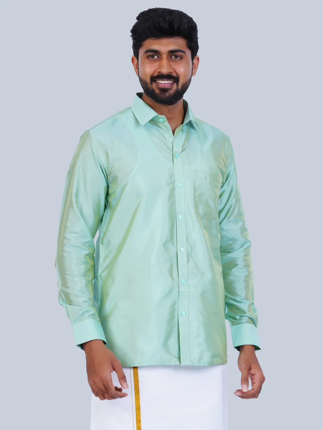 Men's Karishma Fullhand Shirt Only Emerald Green  - Thangamagan