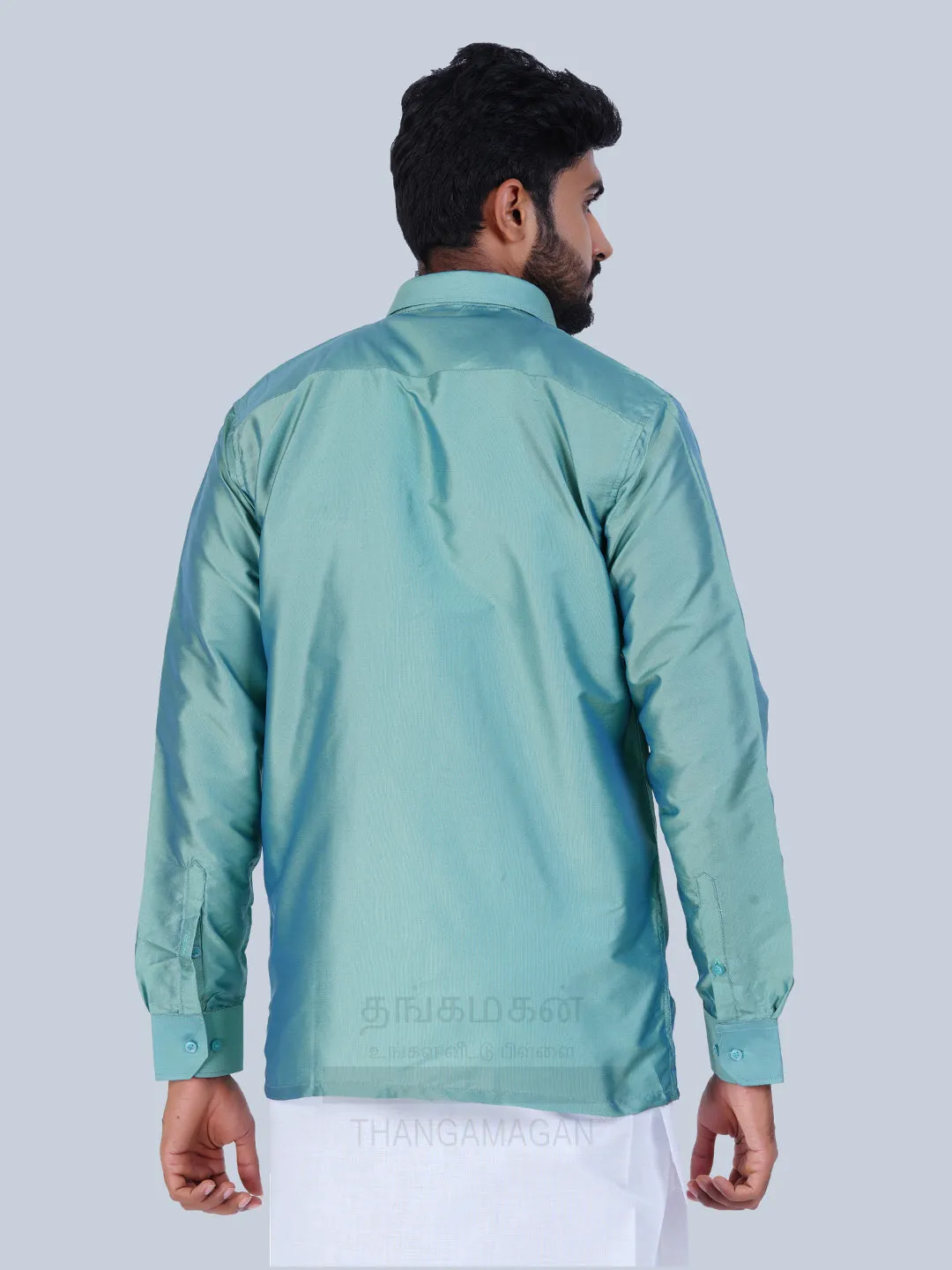 Men's Karishma Fullhand Shirt Only Sea Green  - Thangamagan