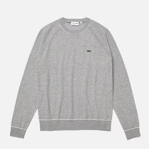 Men's Lacoste Classic Fit Striped Cotton Crew Neck Sweater