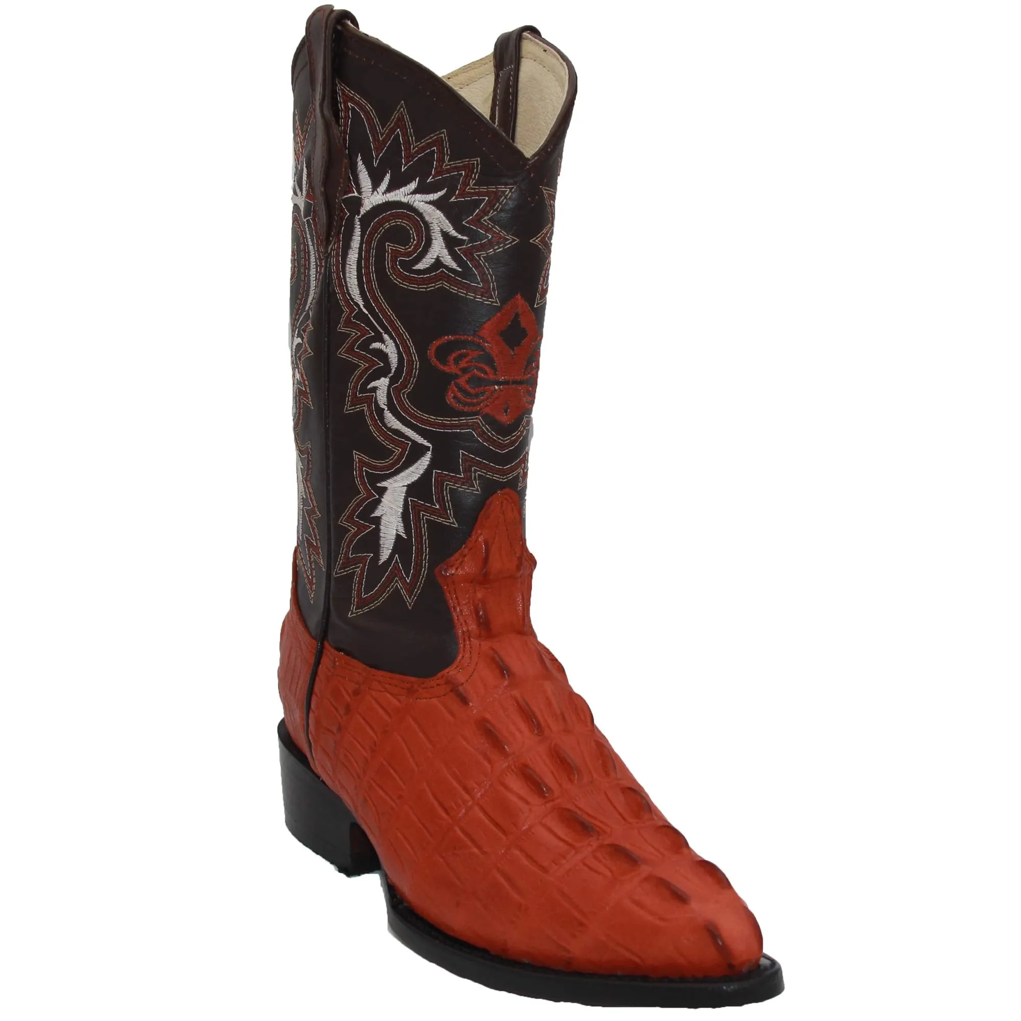 Men's Leather Crocodile Print J Toe Western Boot