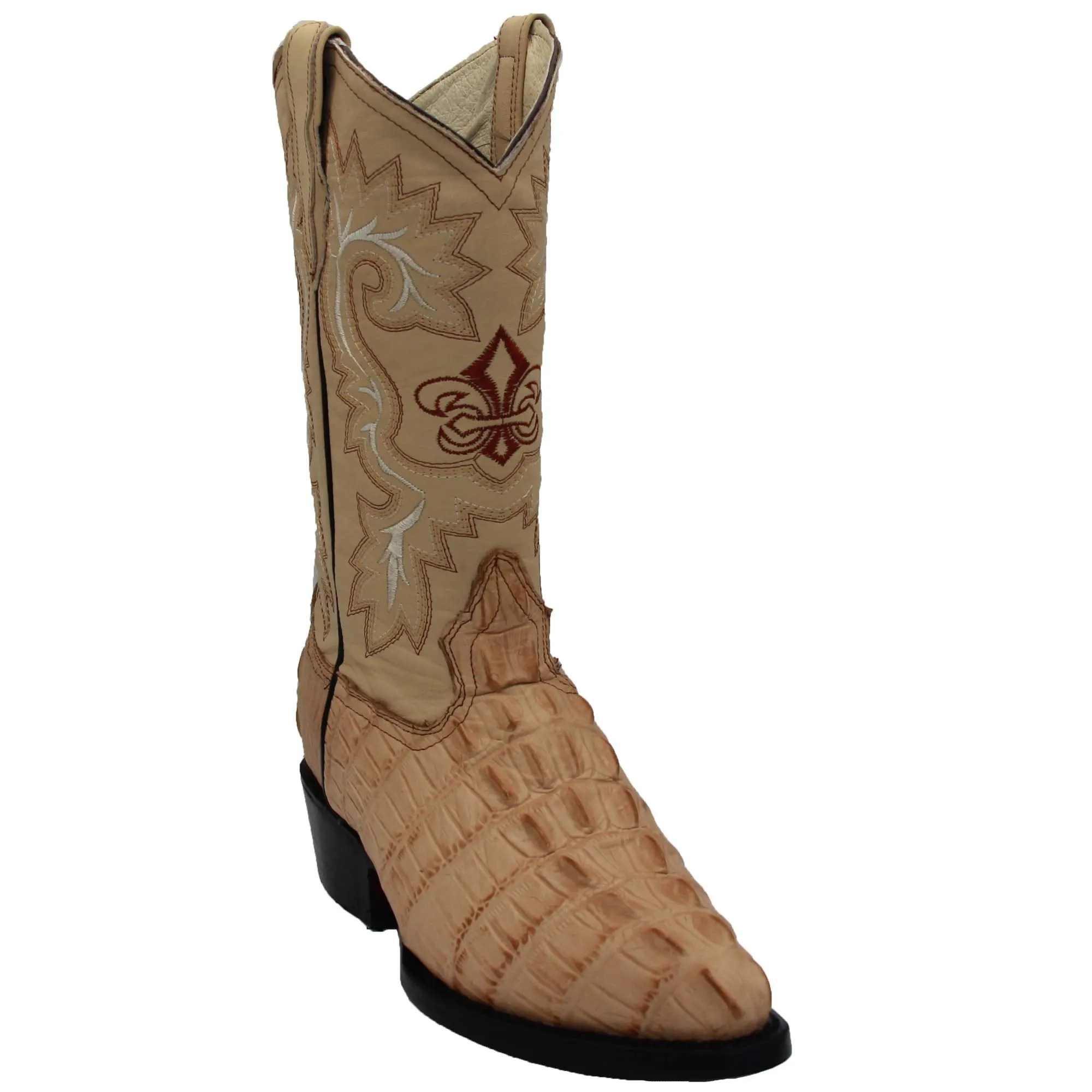 Men's Leather Crocodile Print J Toe Western Boot