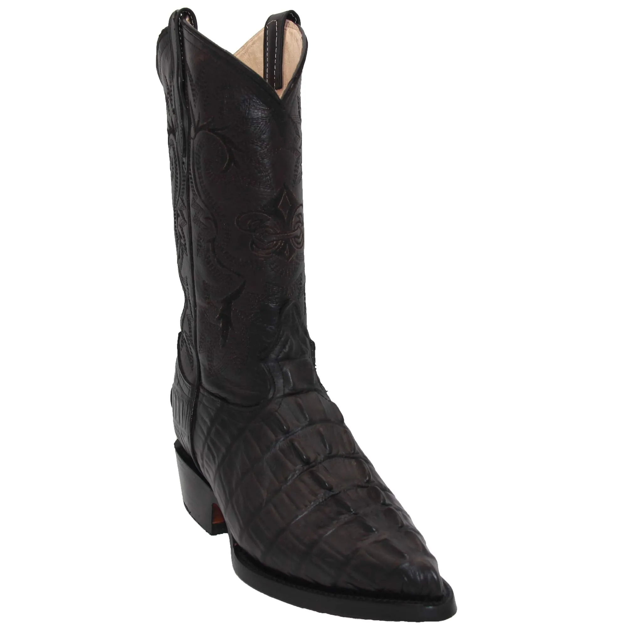 Men's Leather Crocodile Print J Toe Western Boot