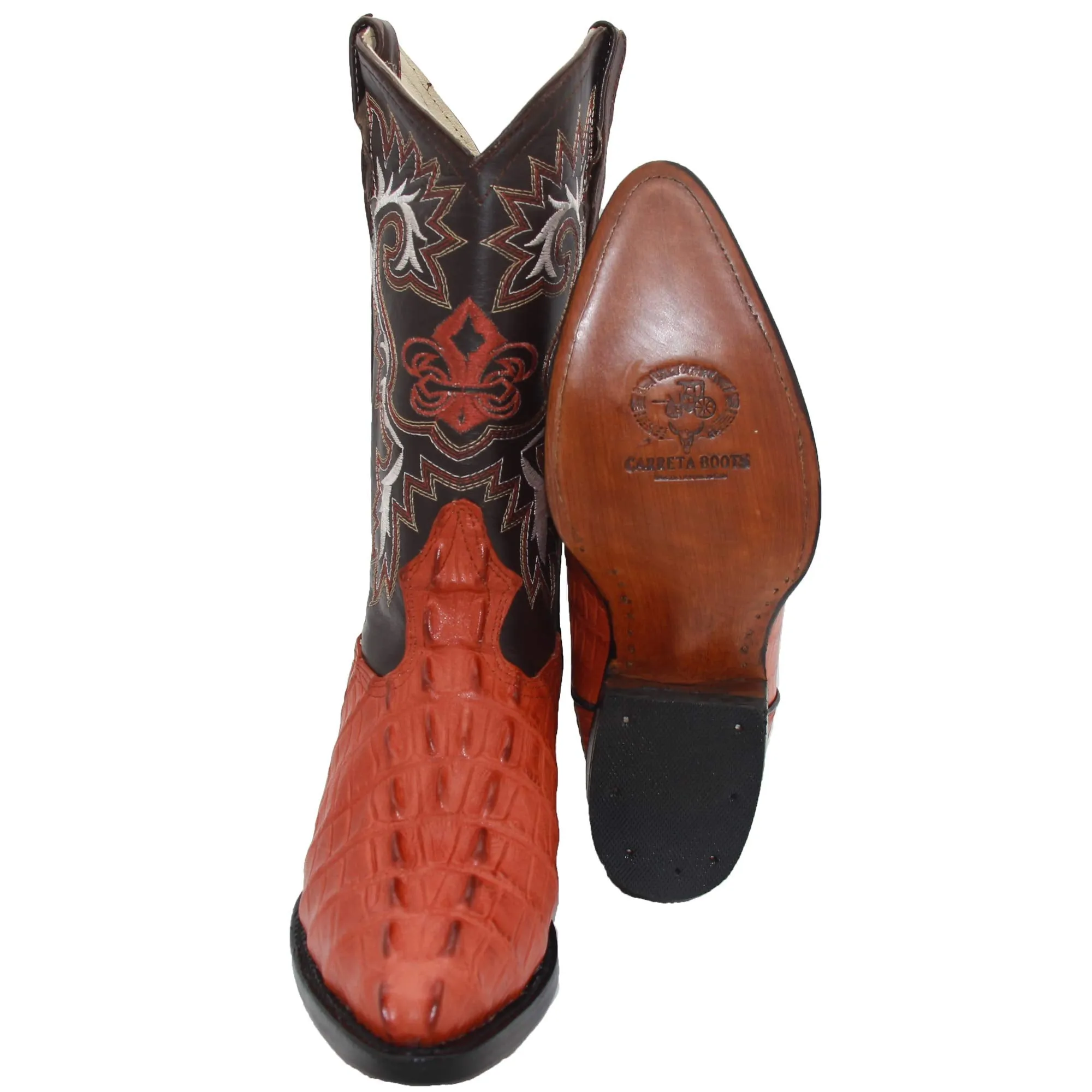 Men's Leather Crocodile Print J Toe Western Boot