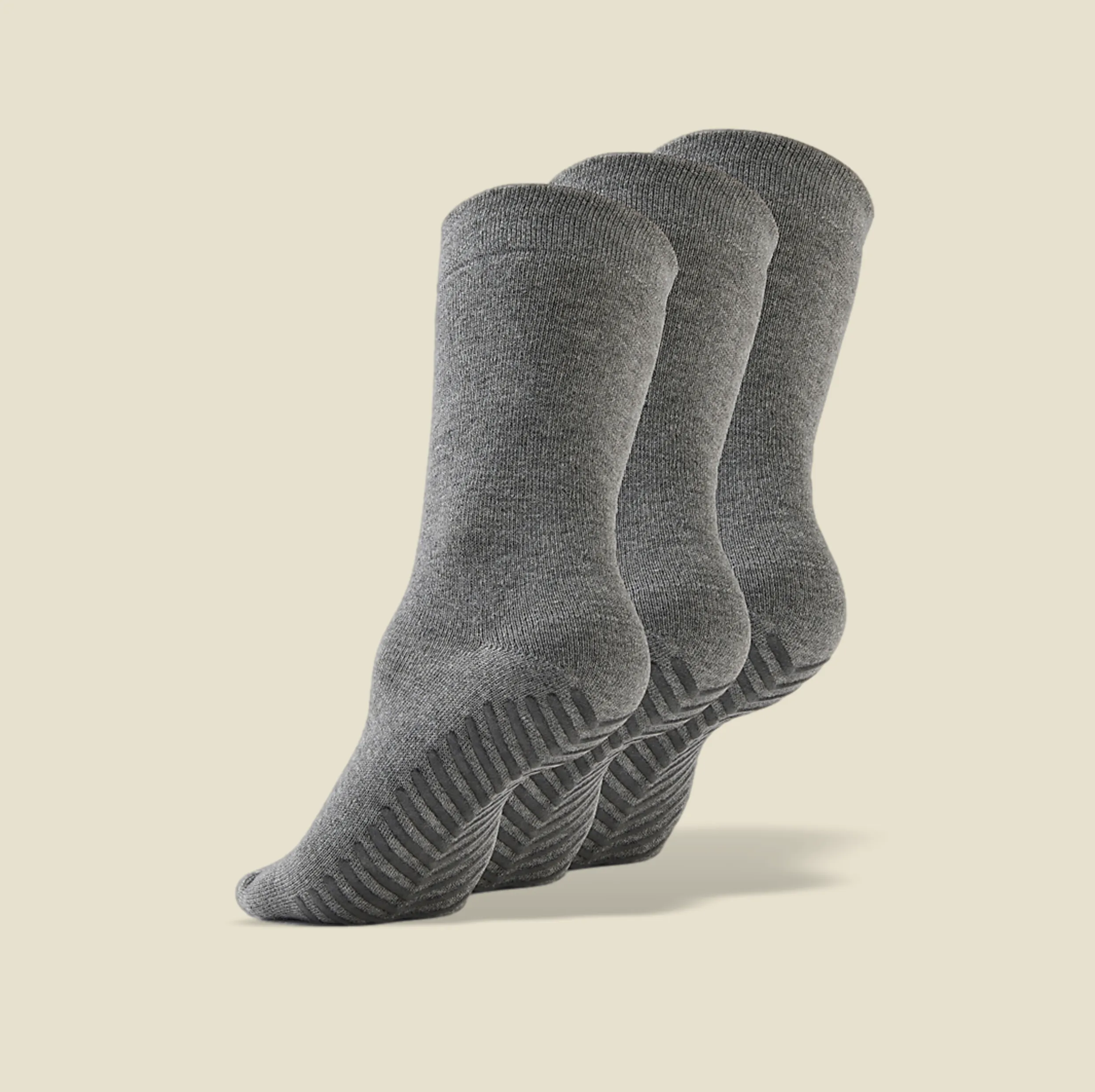 Men's Light Grey Original Crew Non-Slip Socks - 3 pairs