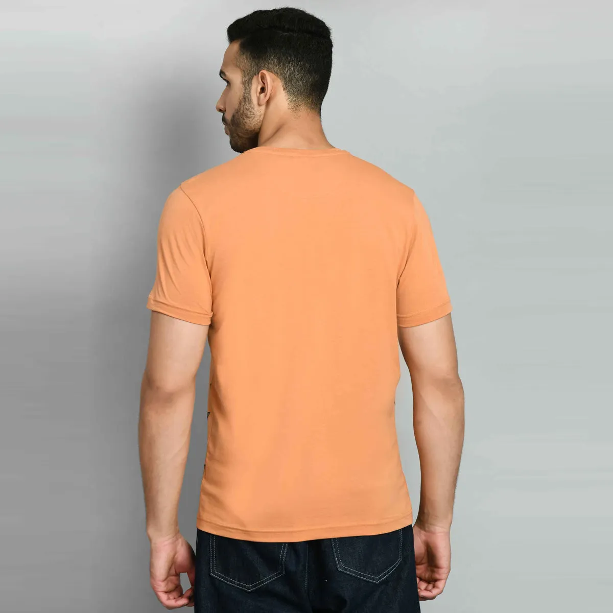 Men's Light Orange Printed T-Shirt