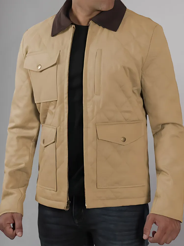 Mens Lightweight Beige Cotton Jacket