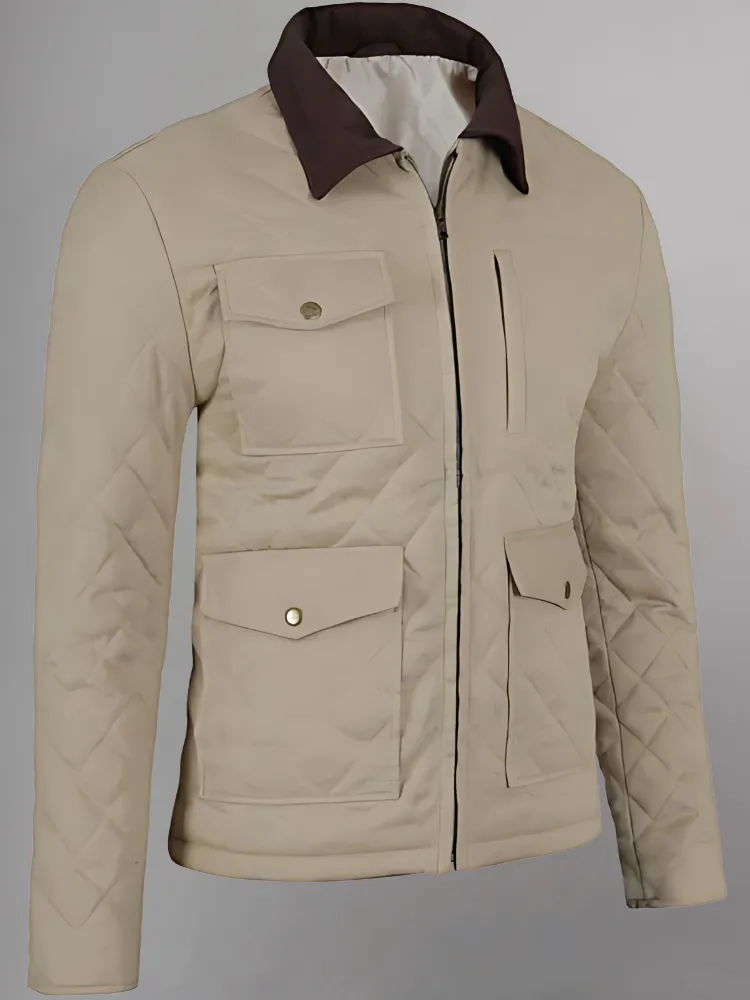 Mens Lightweight Beige Cotton Jacket