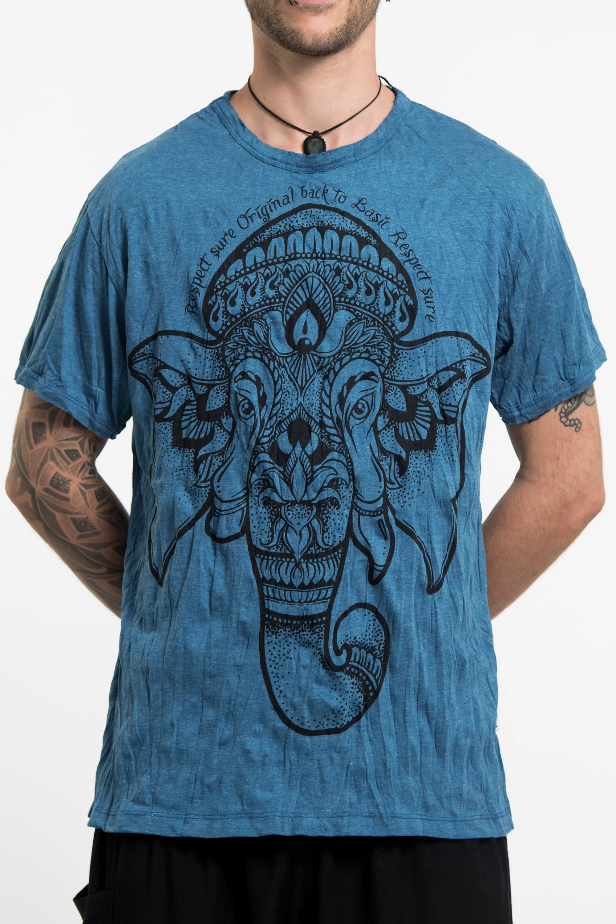 Mens Lotus Ganesh T-Shirt in Denim Blue