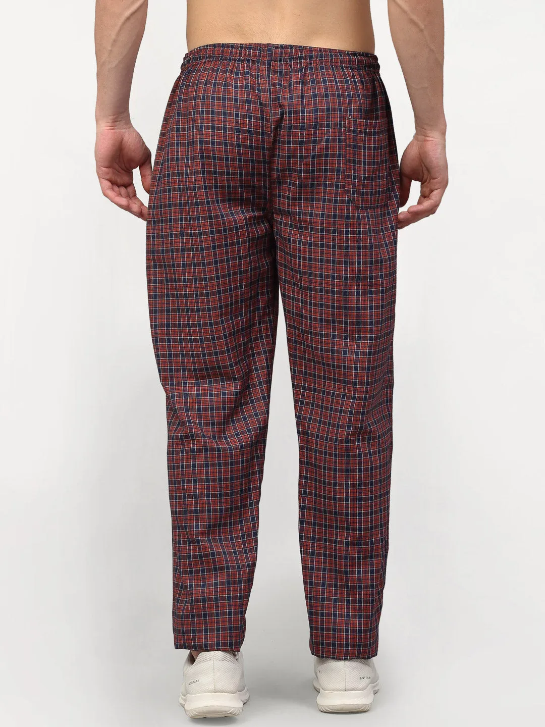 Men's Maroon Cotton Checked Track Pants ( JOG 017Maroon ) - Jainish