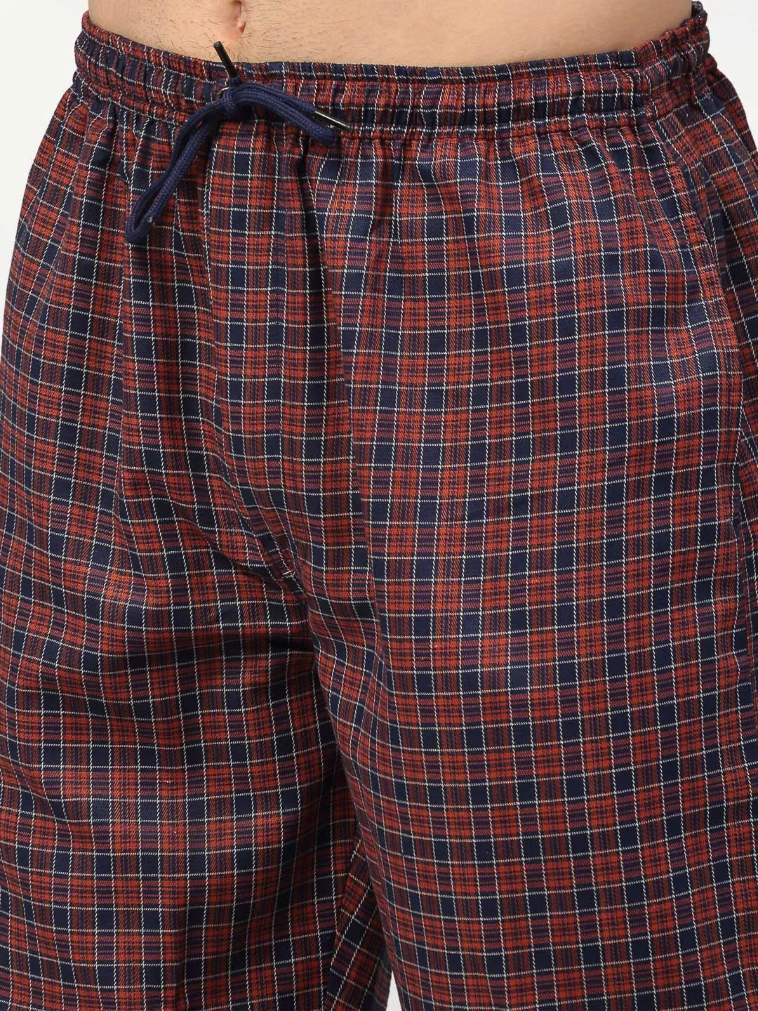 Men's Maroon Cotton Checked Track Pants ( JOG 017Maroon ) - Jainish