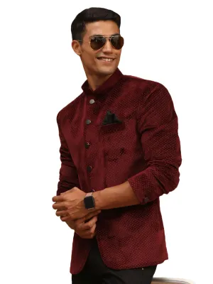 Men's Maroon Velvet Jodhpuri - Shrestha By Vastramay