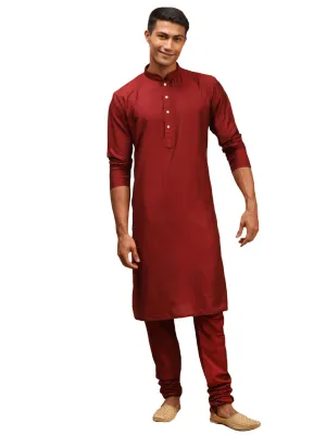 Men's Maroon Viscose Kurta Pyjama Set - Shrestha By Vastramay