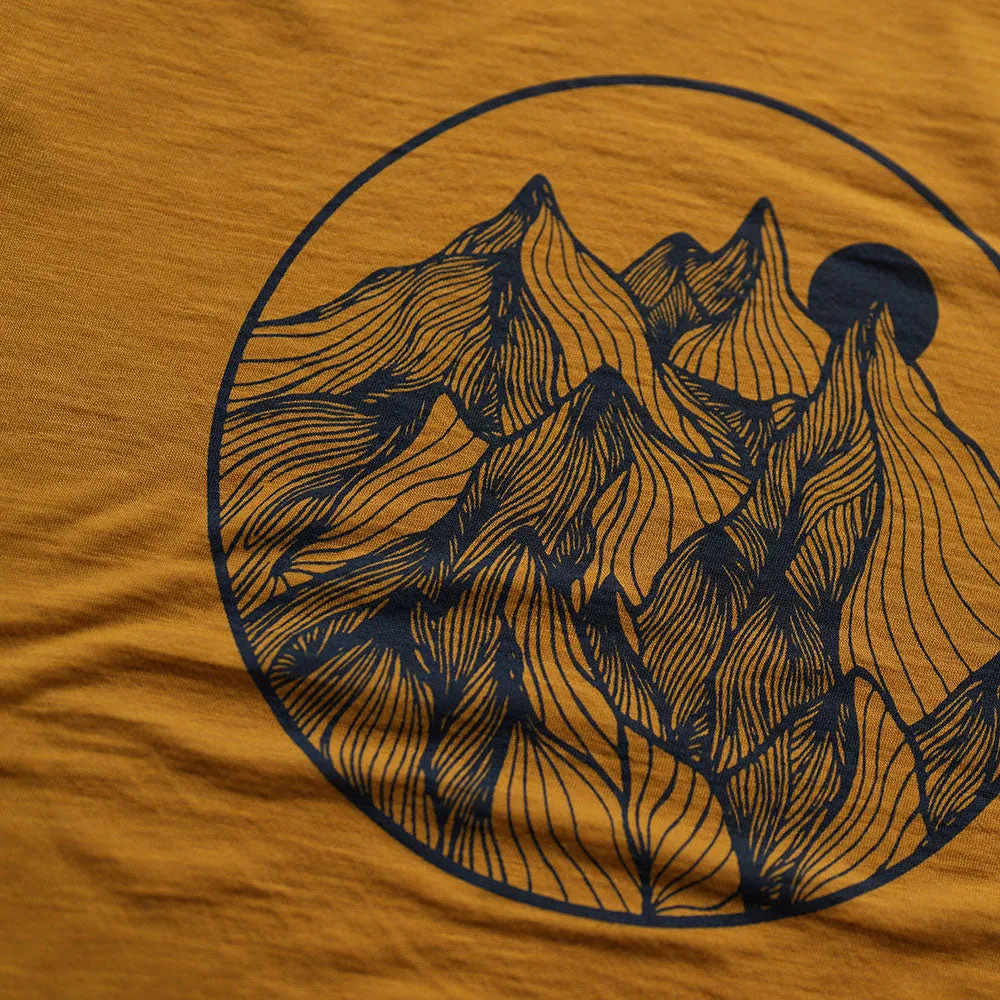 Mens Merino 150 Mountains Tee (Mustard/Navy)